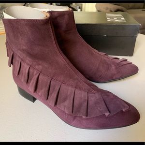 Renvy Mid Heel Booties Burgundy Suede